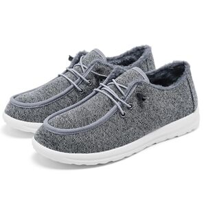 Casual Lightweight Grey Loafers with Fur Lining‎